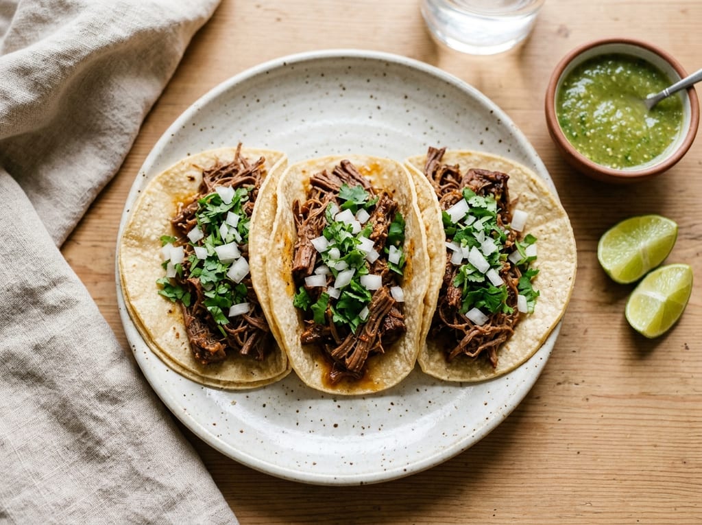 Barbacoa Tacos with Onion and Cilantro
