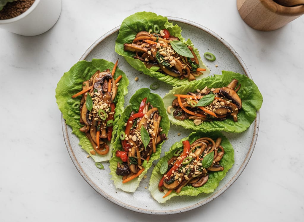 Thai Basil Mushroom Lettuce Wraps