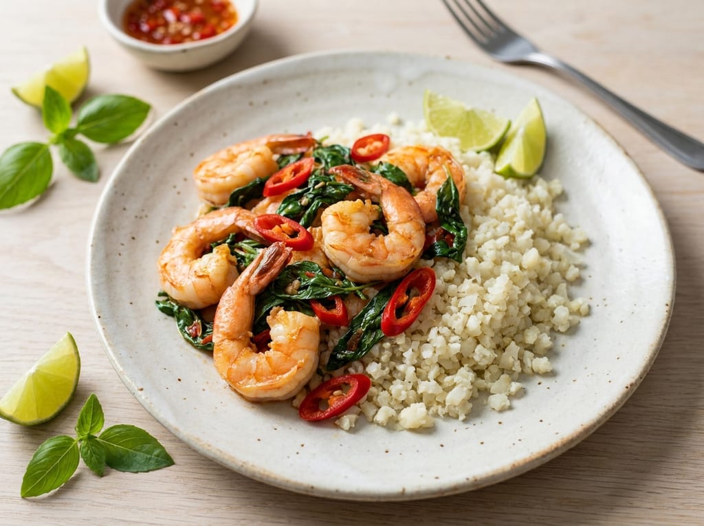Thai Basil Shrimp with Cauliflower Rice