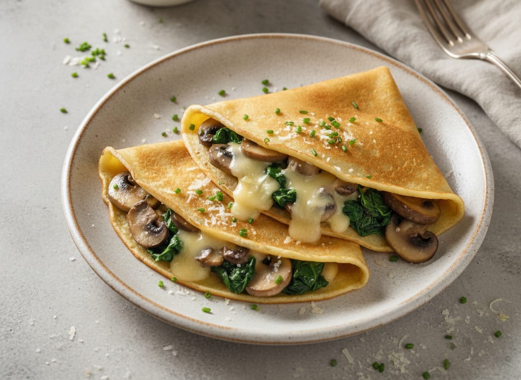 Spinach and Mushroom Crepes