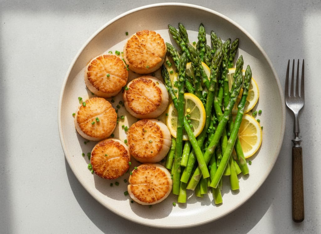 Pan-Seared Scallops with Lemon Butter Asparagus