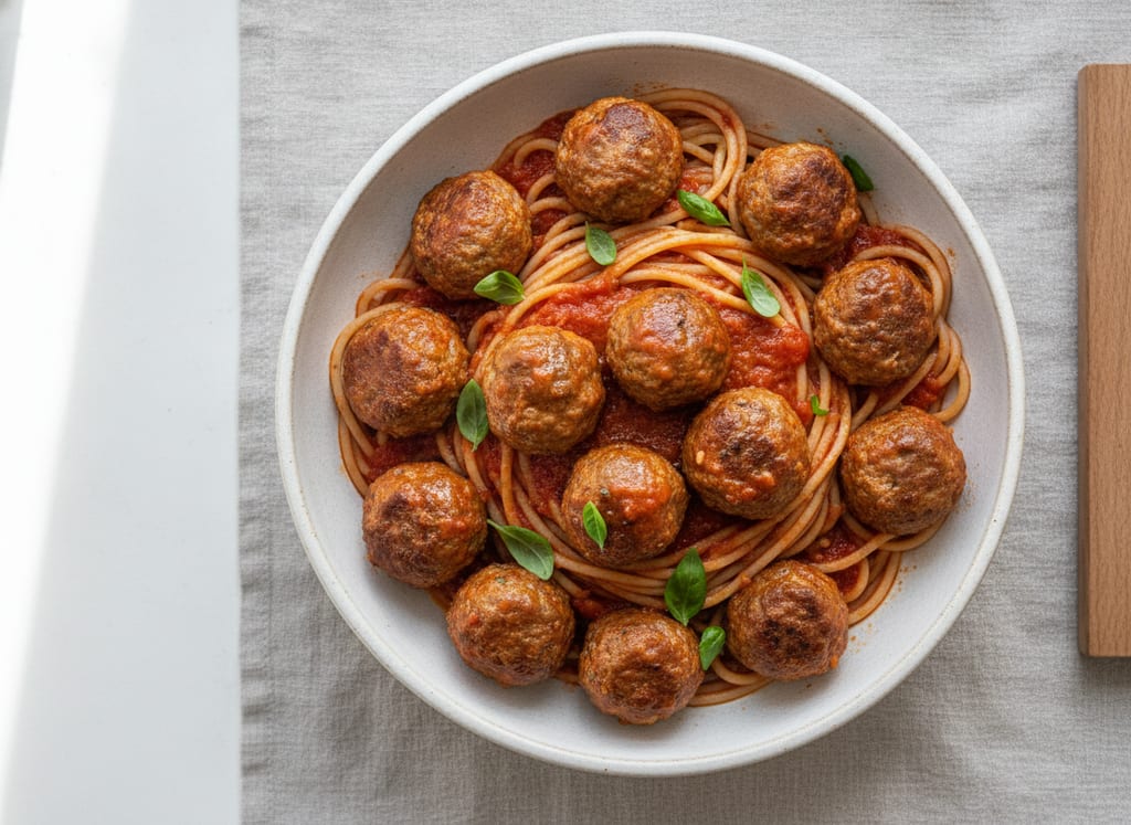 Turkey Meatballs with Marinara and Whole Wheat Pasta
