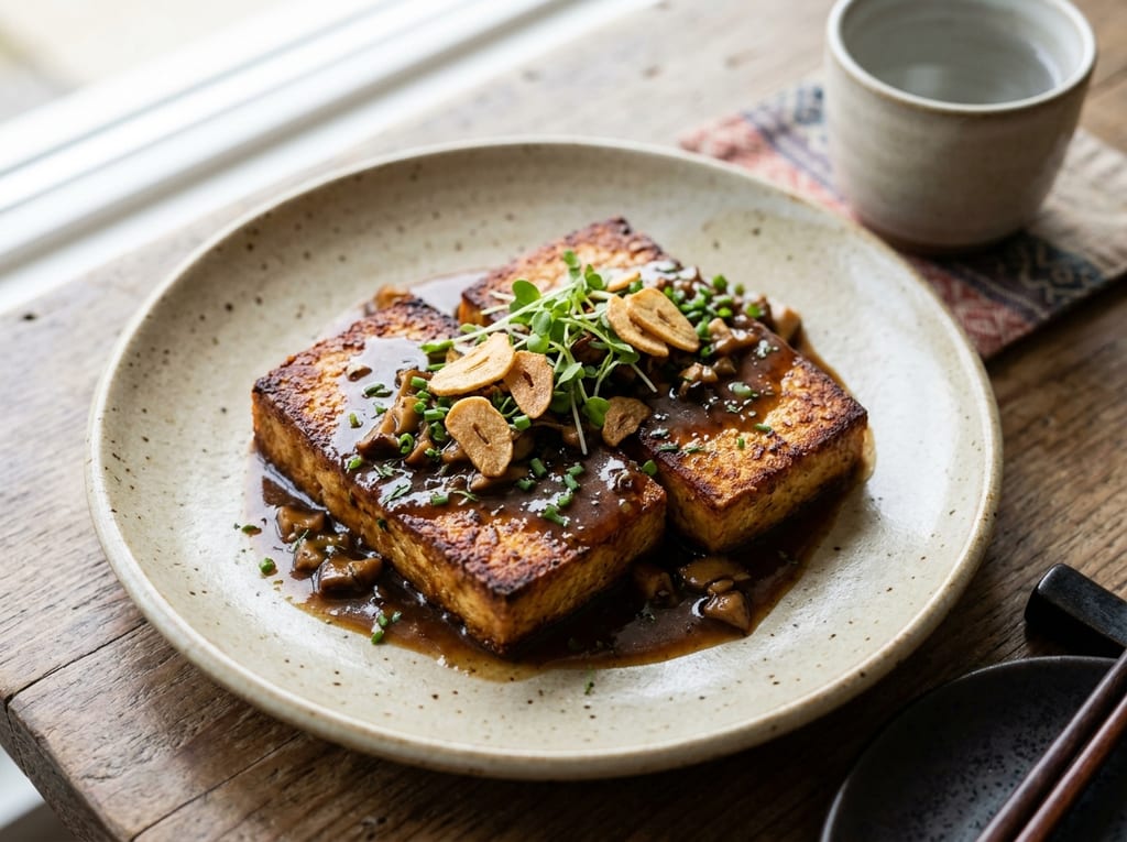 Crispy Tofu Steak with Mushroom Reduction