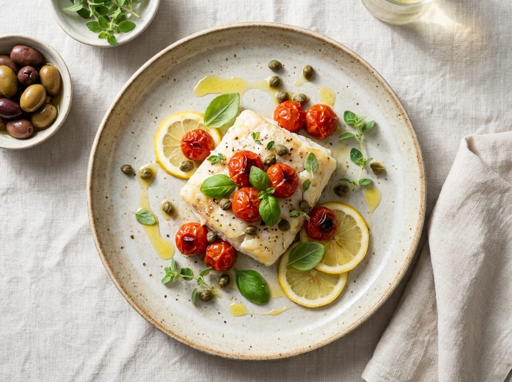 Baked Cod with Tomatoes and Capers