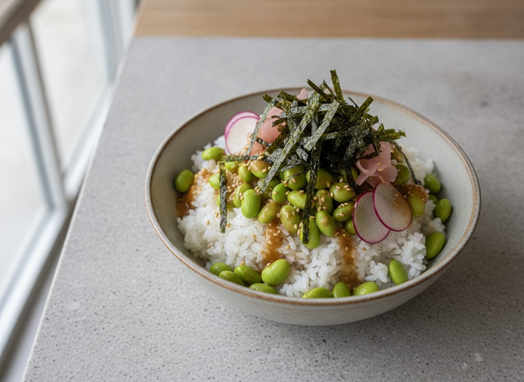 Edamame and Sea Vegetable Rice Bowl