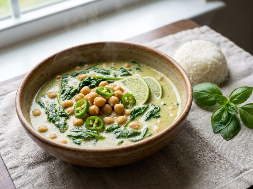 Thai Green Curry with Chickpeas and Spinach