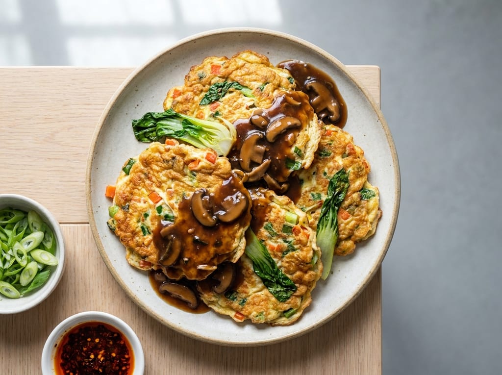 Chinese Egg Foo Yung with Bok Choy