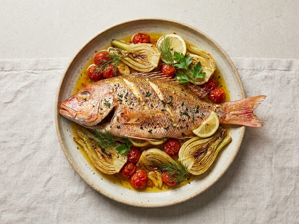 Roasted Red Snapper with Fennel and Tomato Confit