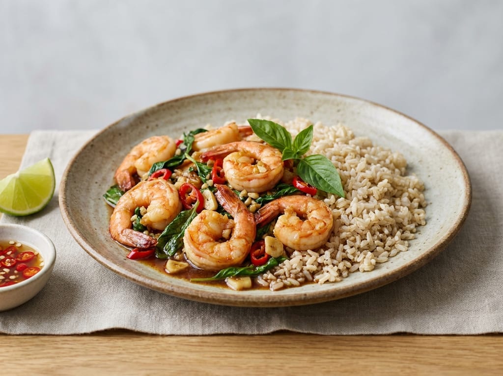 Thai Basil Shrimp with Brown Rice