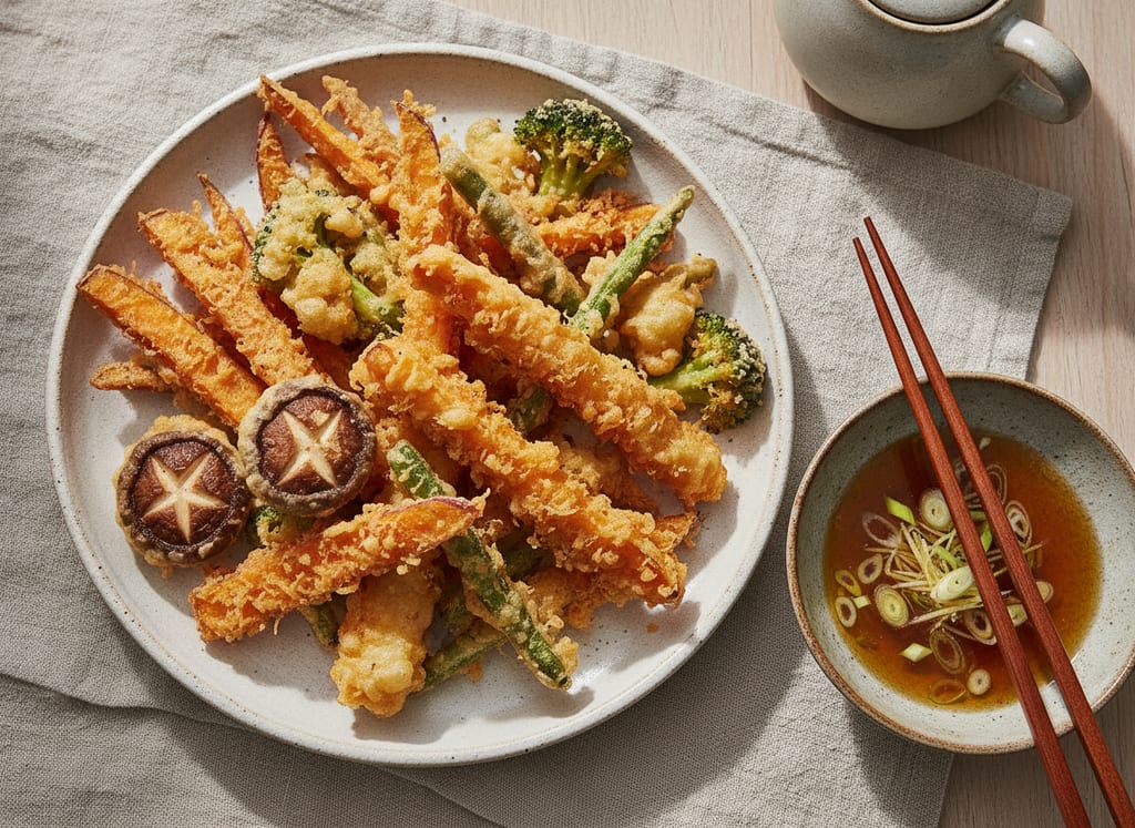 Vegetable Tempura with Dashi Dipping Sauce
