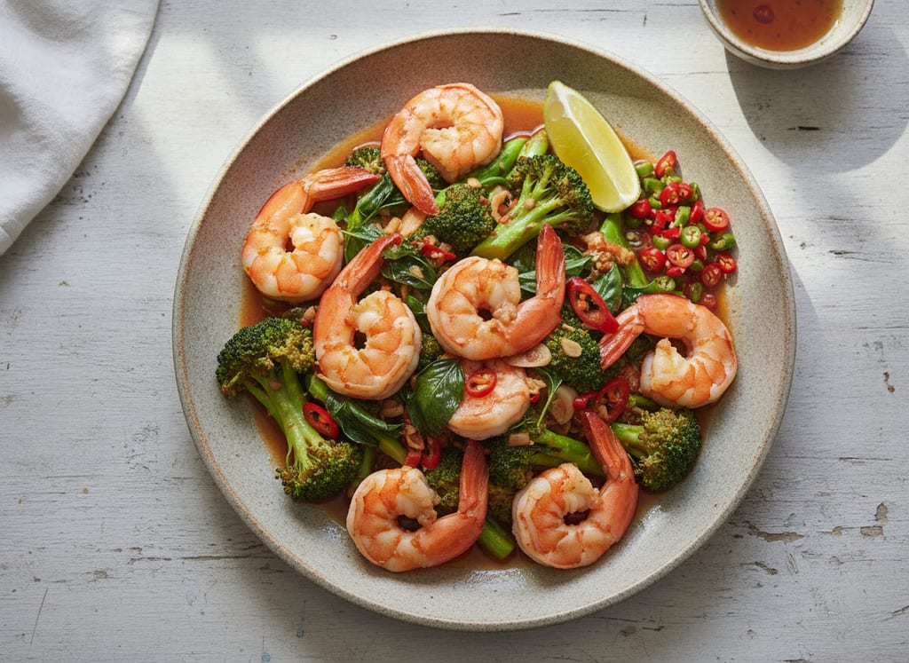 Shrimp and Broccoli Pad Krapow (Thai Basil Shrimp)