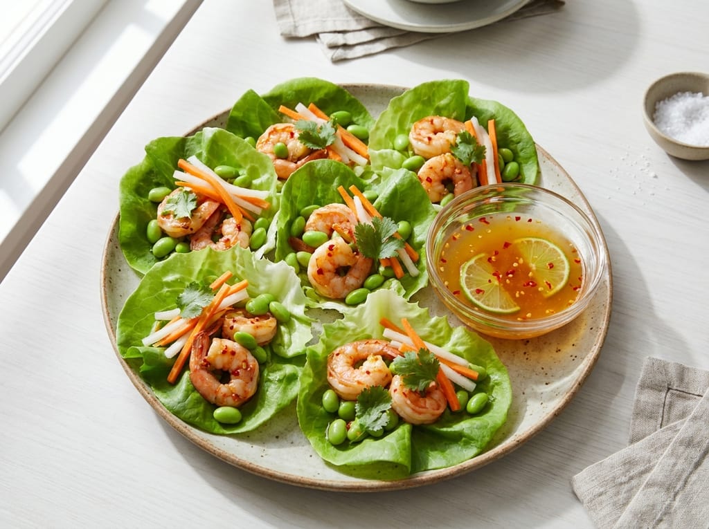 Vietnamese Shrimp and Edamame Lettuce Cups
