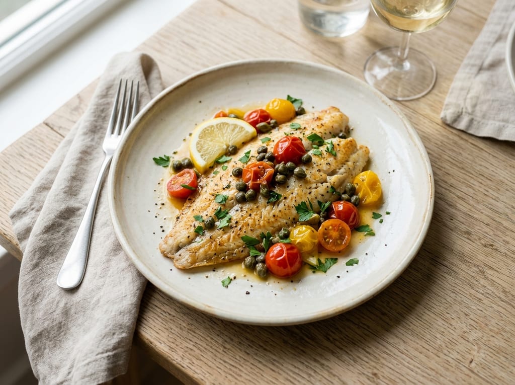 Lemon Sole with Capers and Cherry Tomatoes