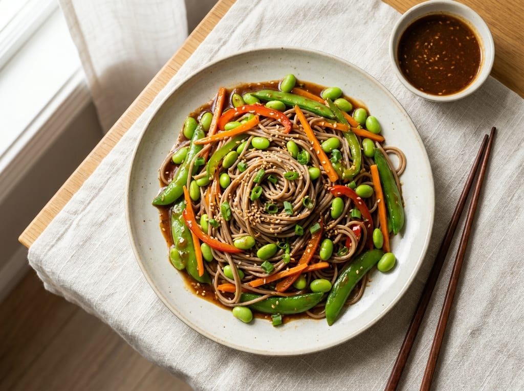 Japanese Edamame & Sesame Noodle Stir-Fry