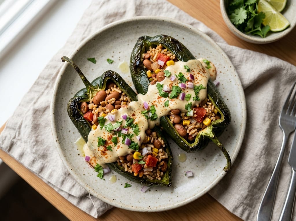 Poblano and Pinto Bean Stuffed Peppers