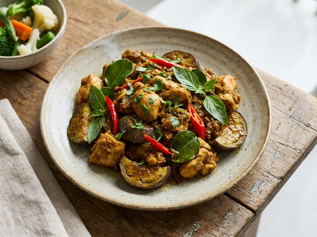 Thai Eggplant and Chicken Dry Curry