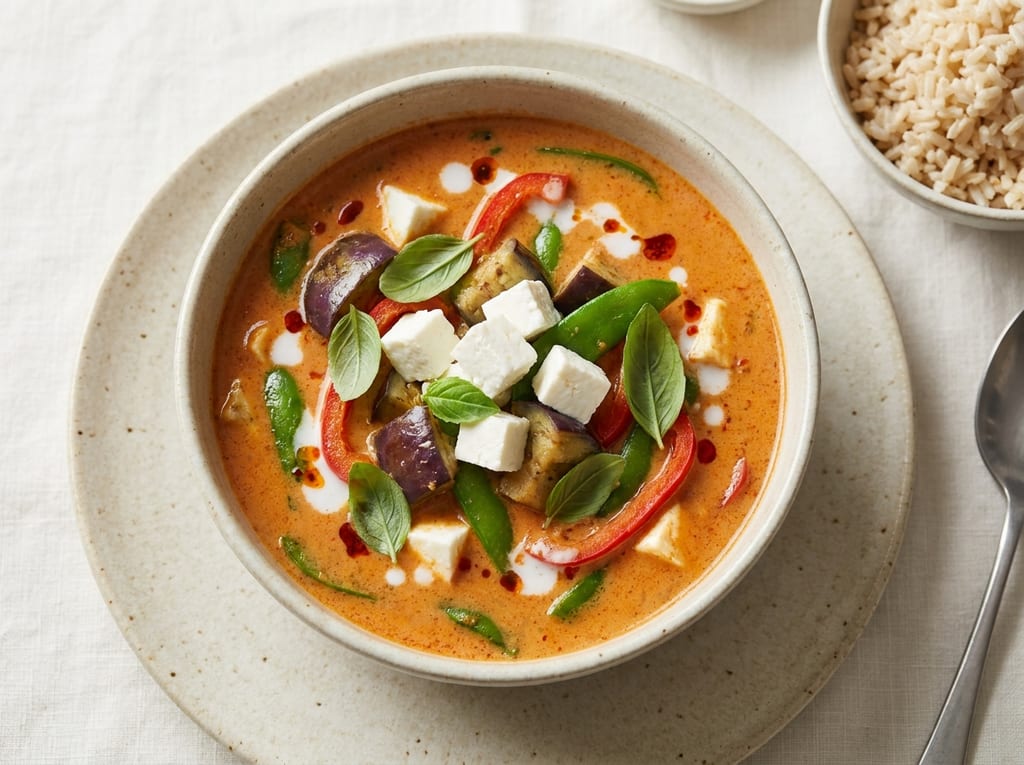 Thai Red Curry with Cottage Cheese and Vegetables