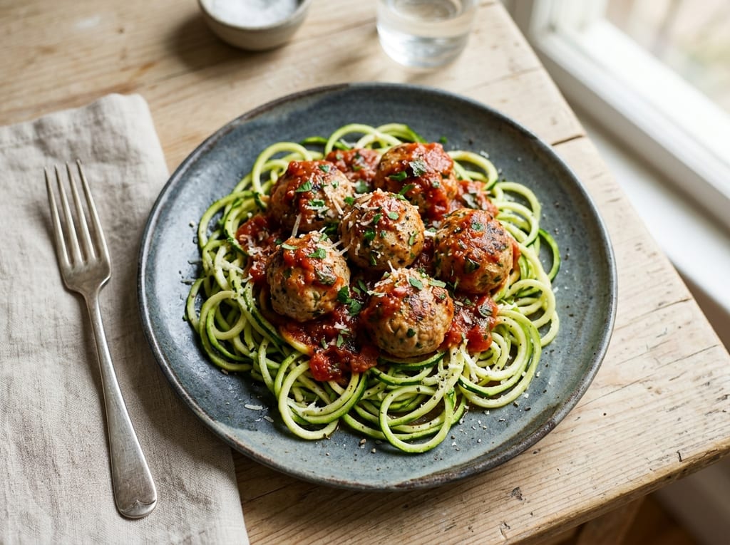 Turkey Meatballs with Marinara and Zucchini Noodles