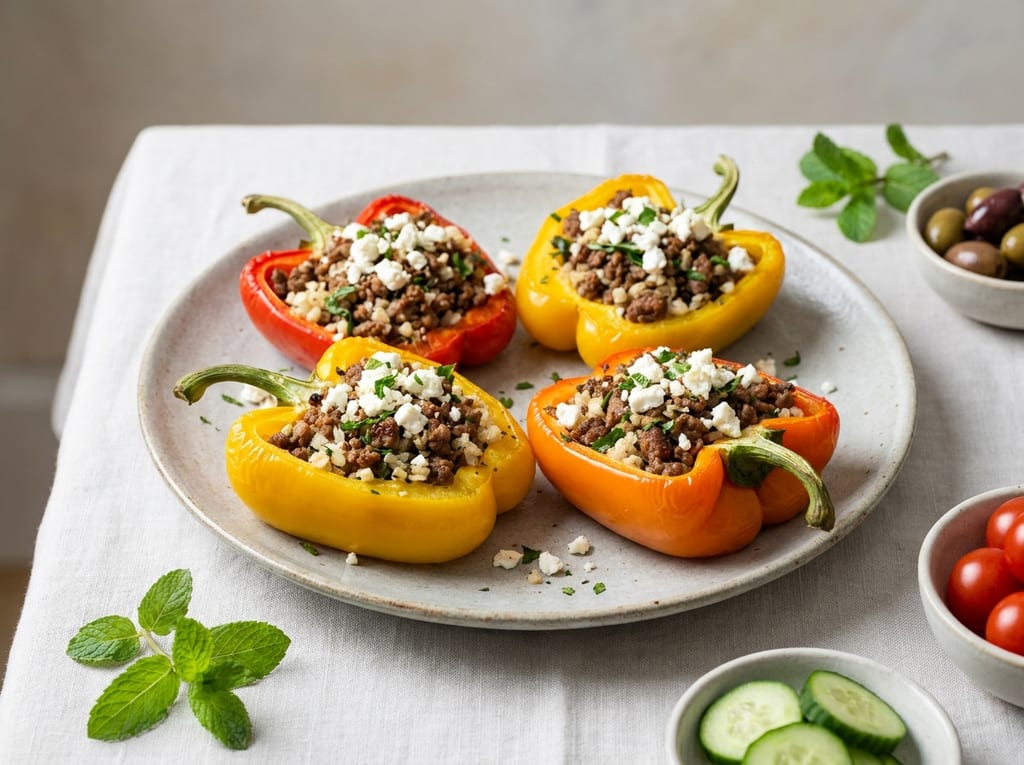 Stuffed Bell Peppers with Ground Lamb and Cauliflower Rice