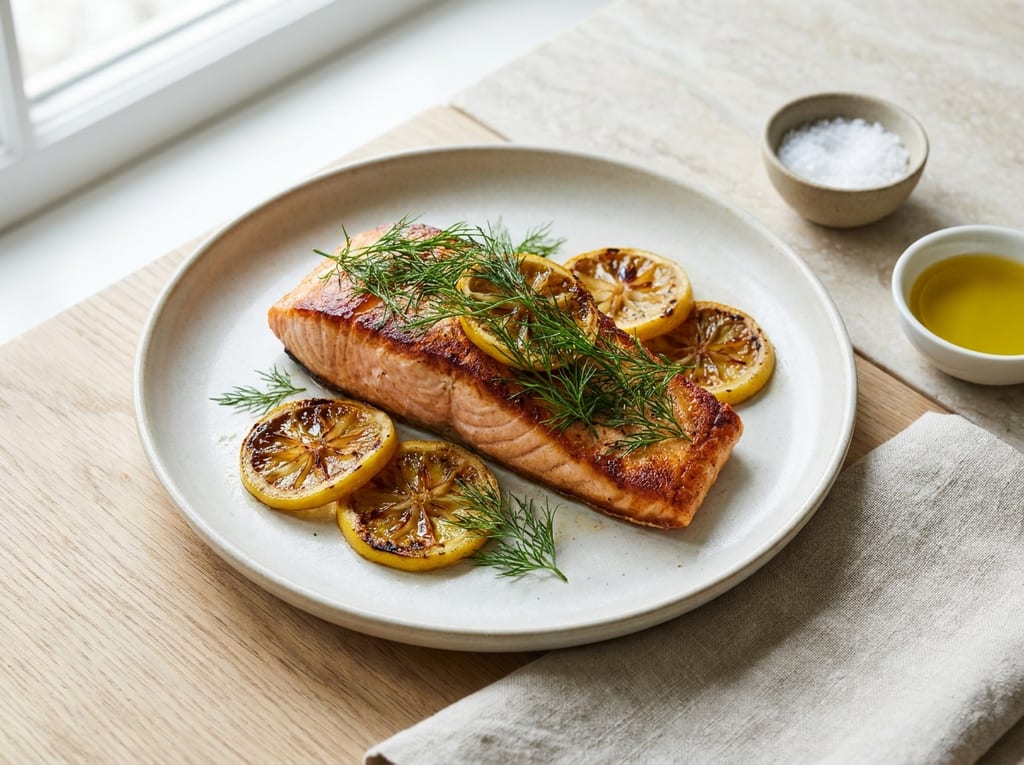 Pan-Seared Salmon with Dill and Caramelized Lemon