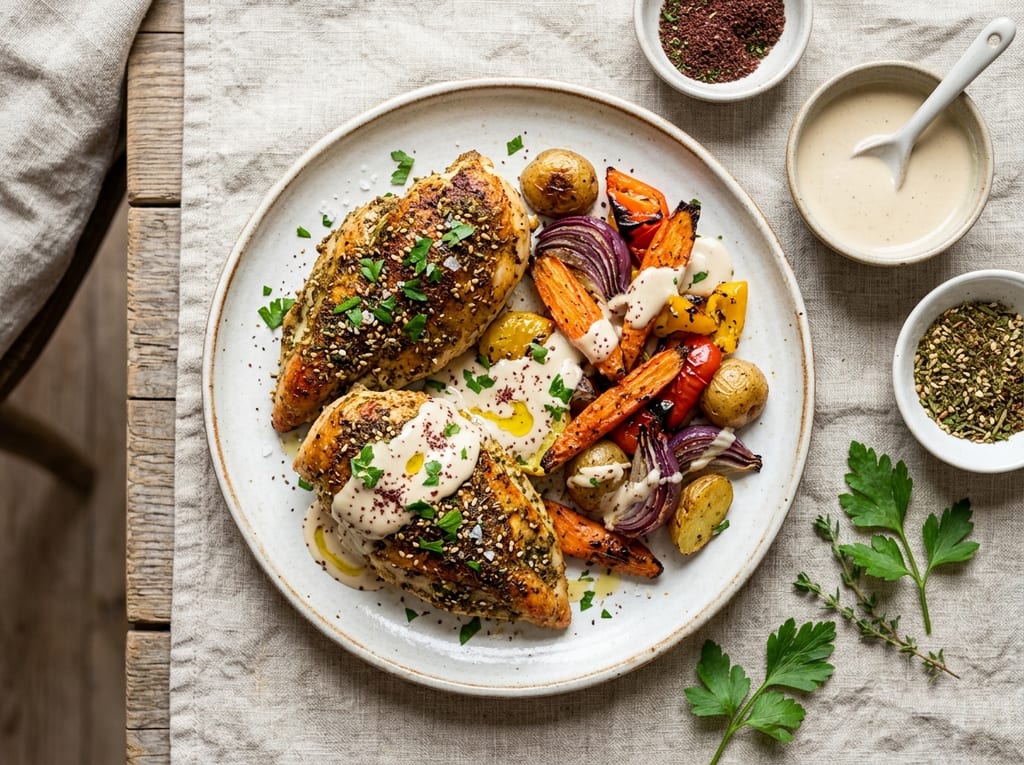 Za'atar Roasted Chicken with Tahini Sauce