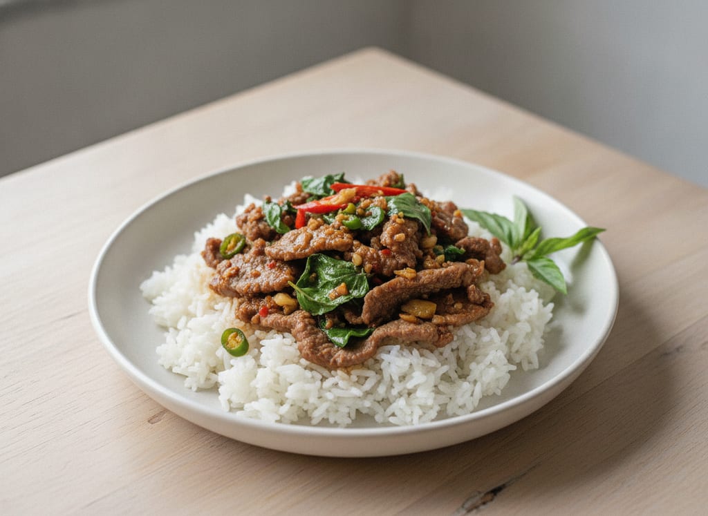 Thai Basil Beef Stir-Fry with Rice