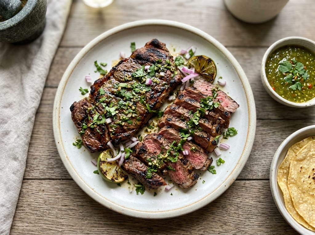 Grilled Sirloin Carne Asada with Cilantro Marinade