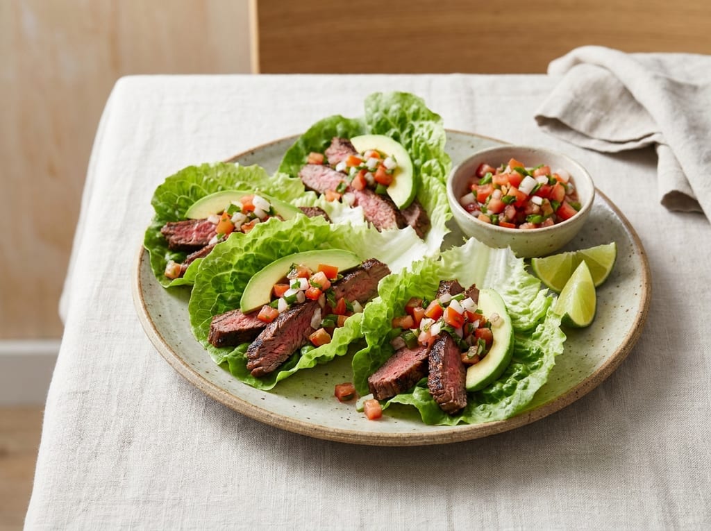 Carne Asada Lettuce Tacos with Pico de Gallo