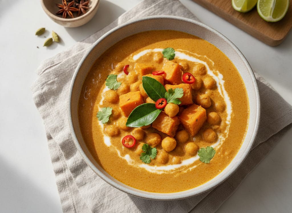 Sweet Potato and Chickpea Curry with Kaffir Lime