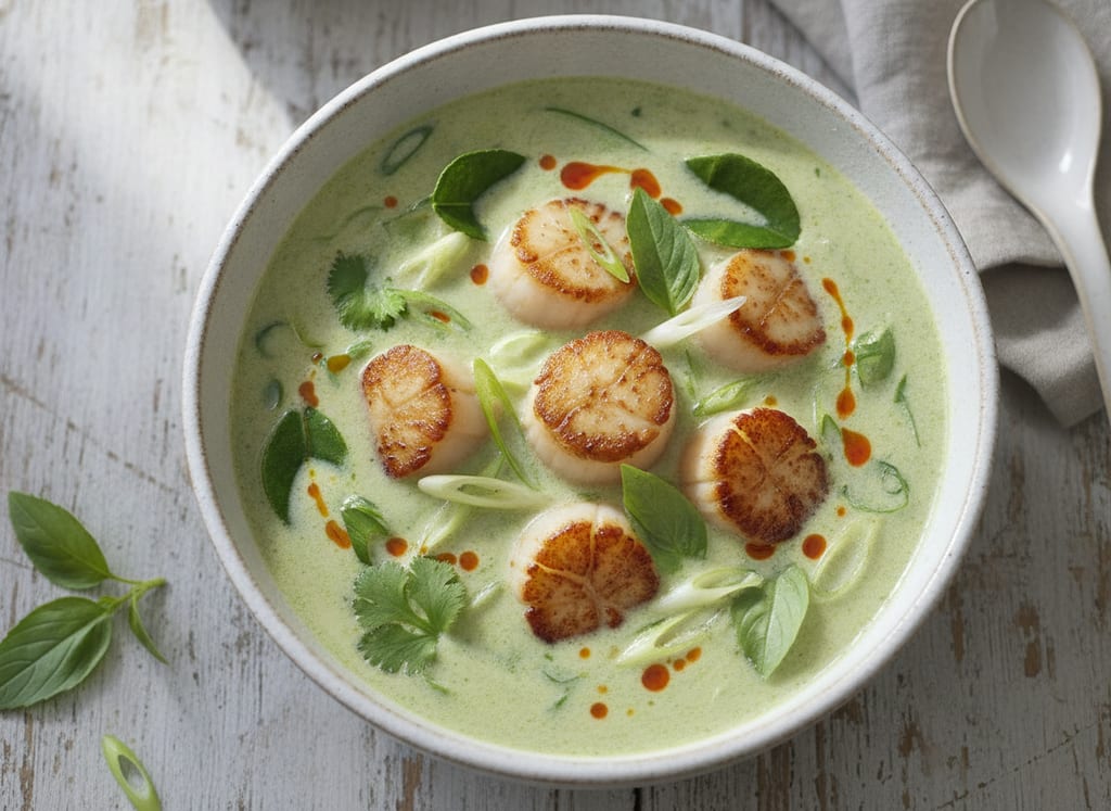 Thai Green Coconut Soup with Scallops