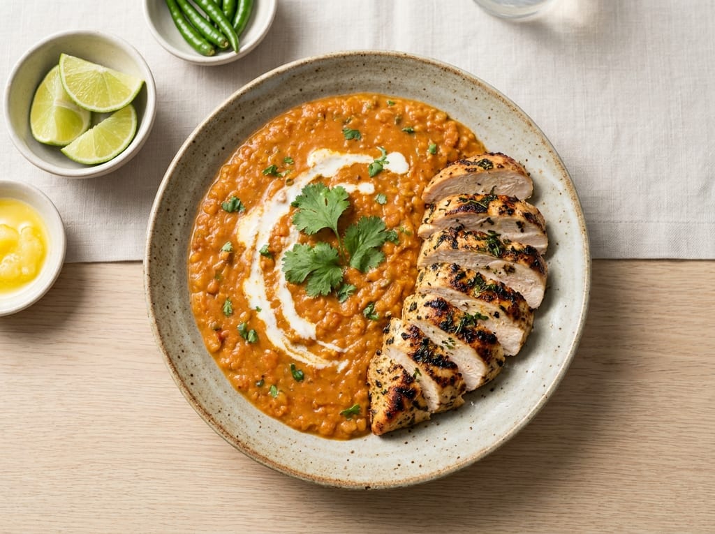Pakistani Lentil Dhal with Grilled Chicken Breast