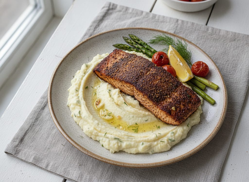 Blackened Salmon with Cauliflower Mash
