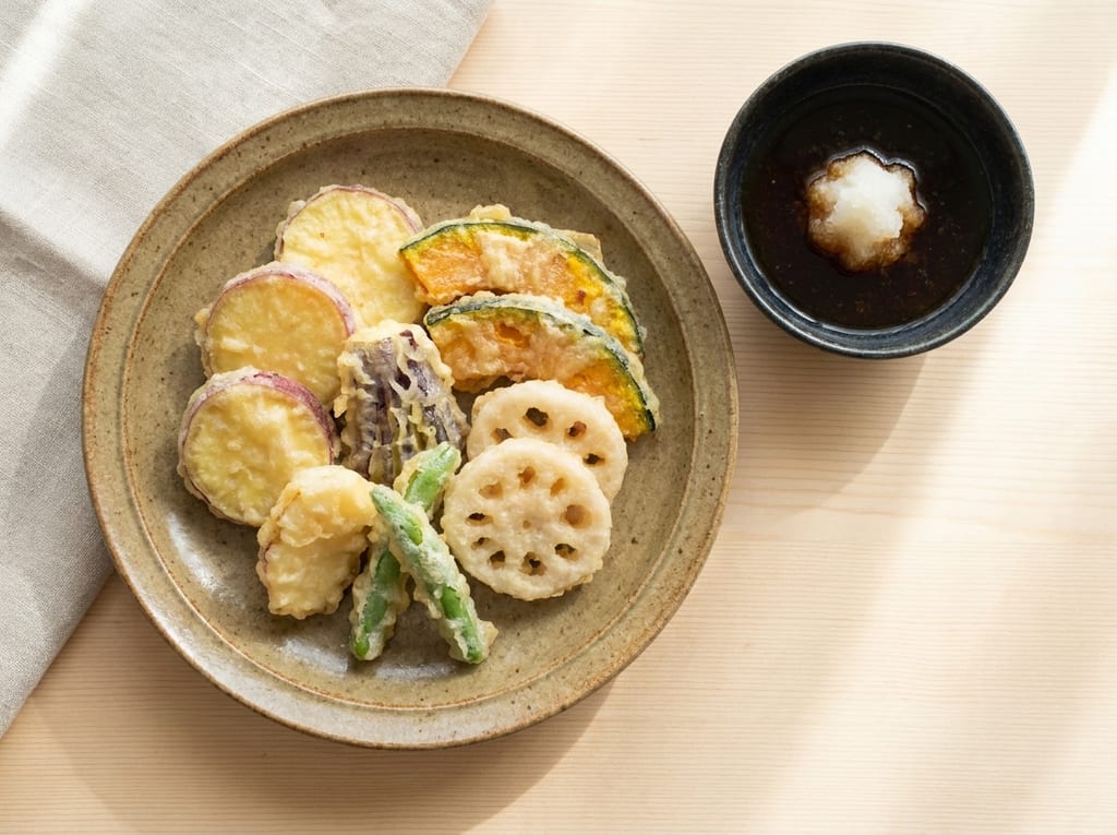 Japanese Vegetable Tempura with Dipping Sauce