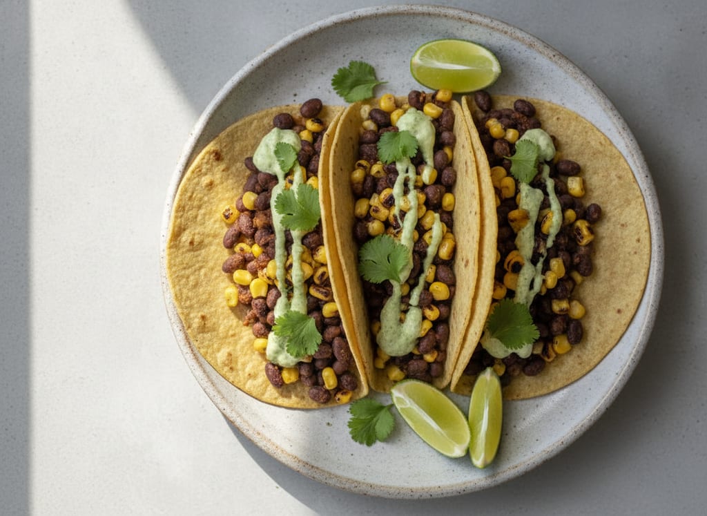 Spiced Black Bean and Corn Tacos