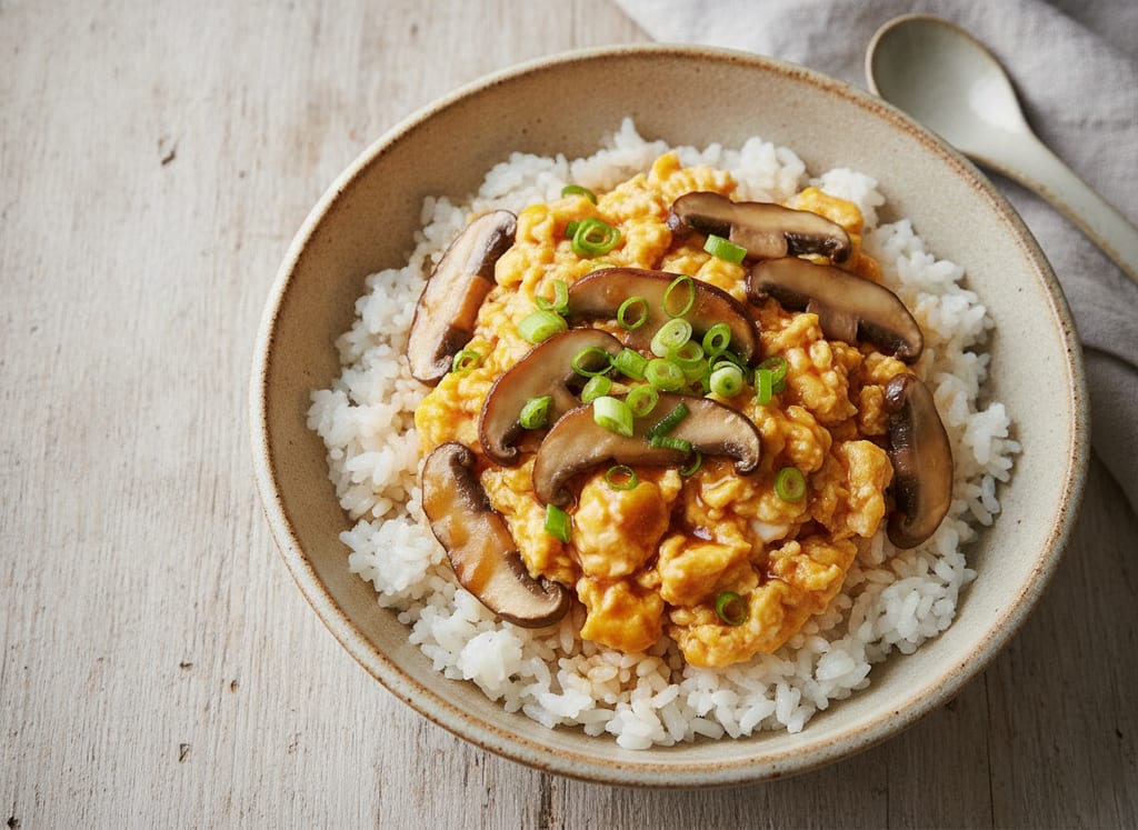 Egg and Mushroom Donburi