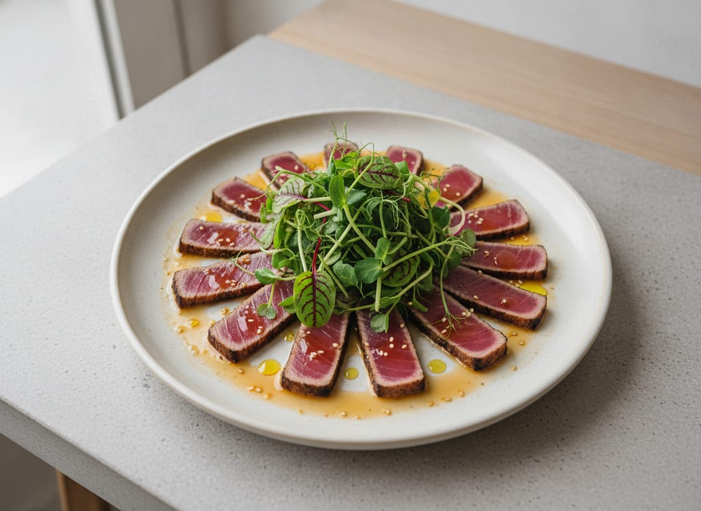 Tuna Tataki with Ponzu and Microgreens