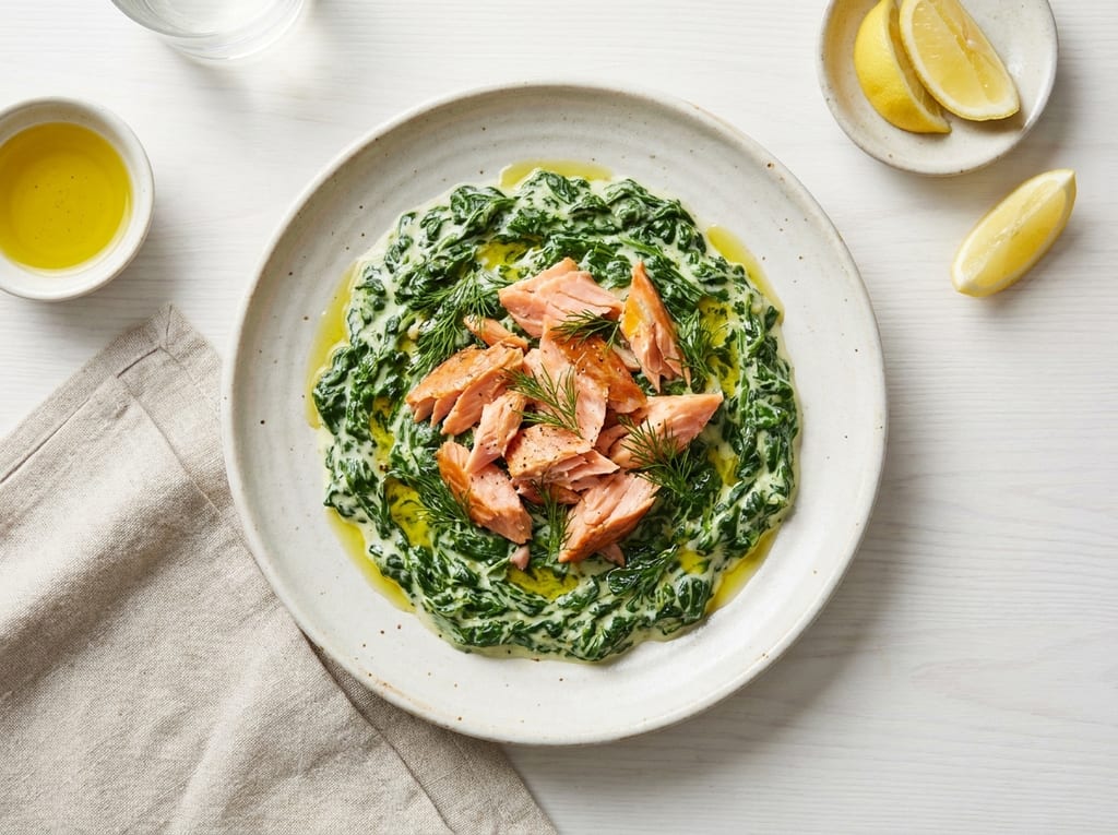 Creamed Spinach with Smoked Salmon and Dill