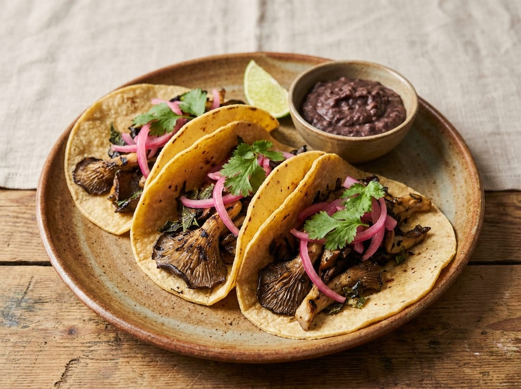 Mushroom and Epazote Tacos al Carbón