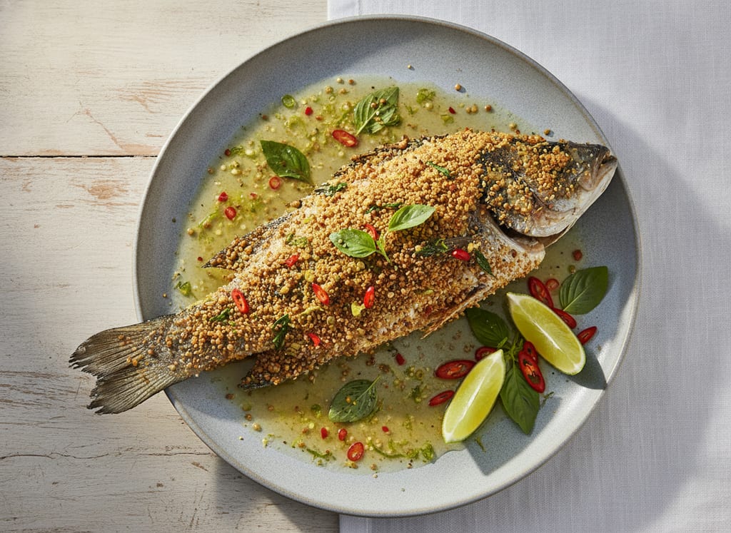 Grilled Fish with Thai Herb Crust