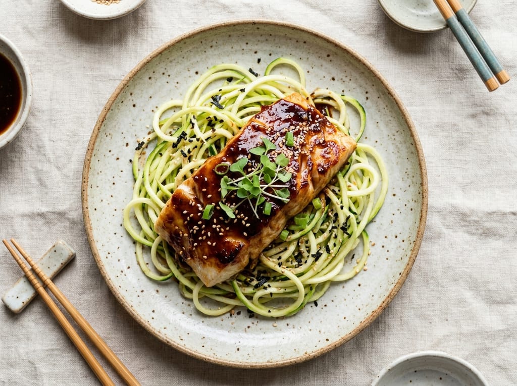 Japanese Miso-Glazed Cod with Zucchini Noodles