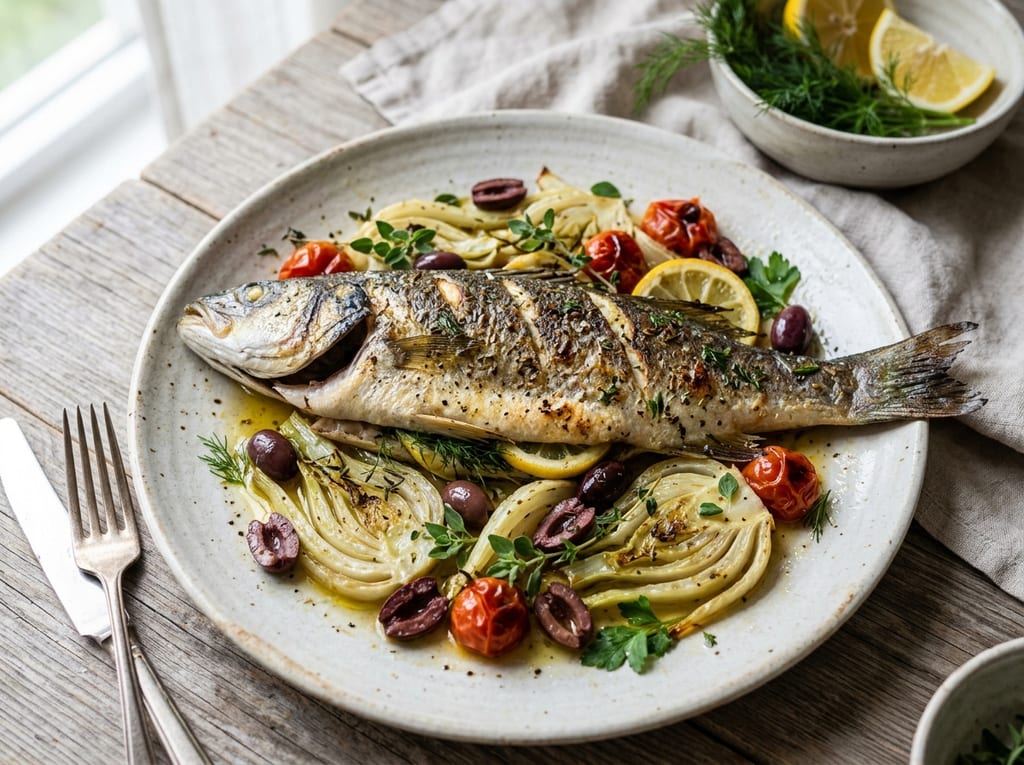 Roasted Branzino with Fennel and Olives