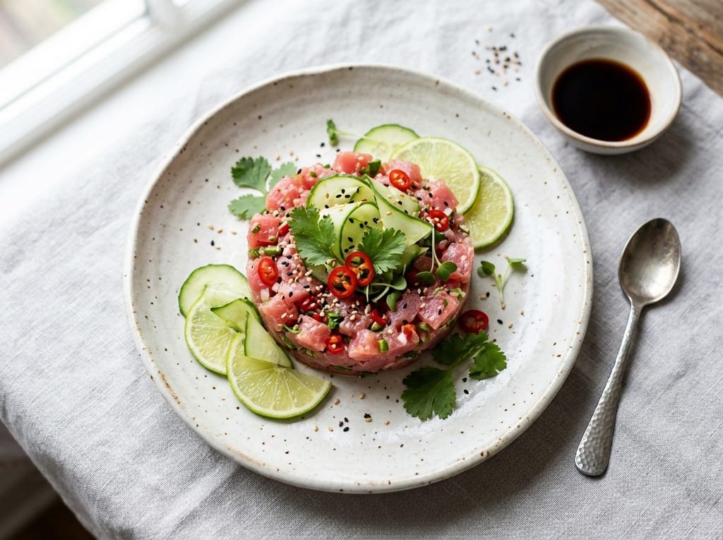 Spicy Tuna Tartare with Cucumber and Lime