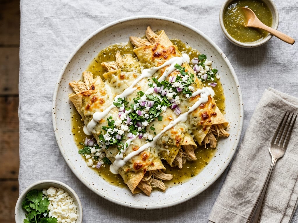 Tomatillo and Chicken Enchiladas Verdes