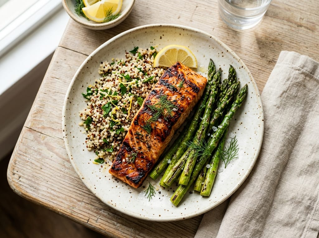 Grilled Salmon with Quinoa and Asparagus