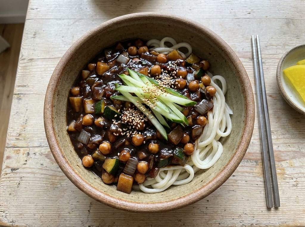 Korean Jjajangmyeon (Black Bean Noodle Bowl)