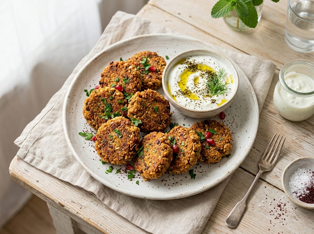 Spiced Lentil Kibbeh with Yogurt Dip