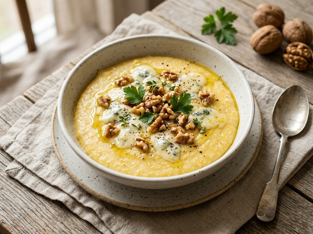 Polenta Creamy with Gorgonzola and Walnuts