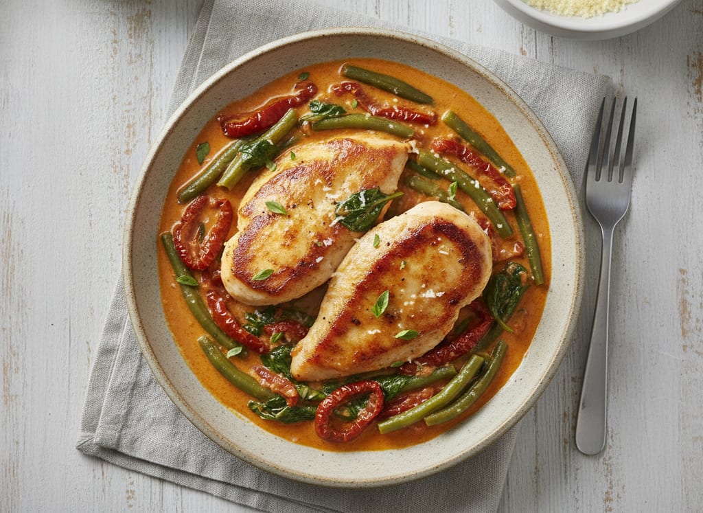 Creamy Tuscan Chicken with Green Beans
