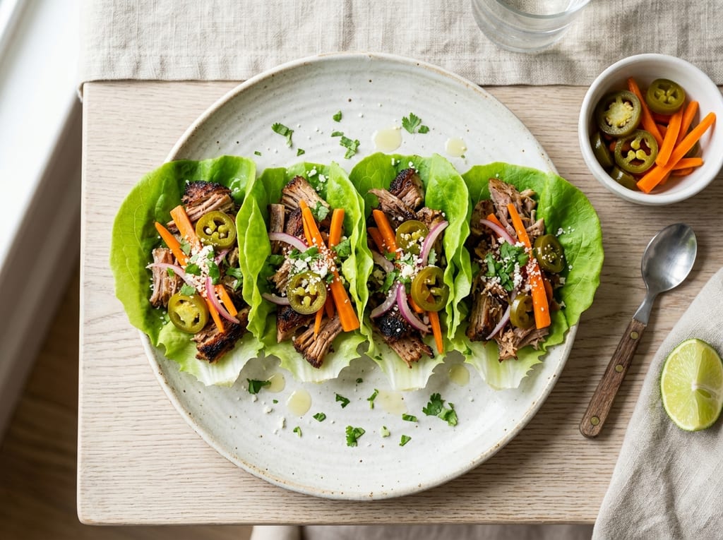Carnitas Lettuce Wraps with Pickled Vegetables