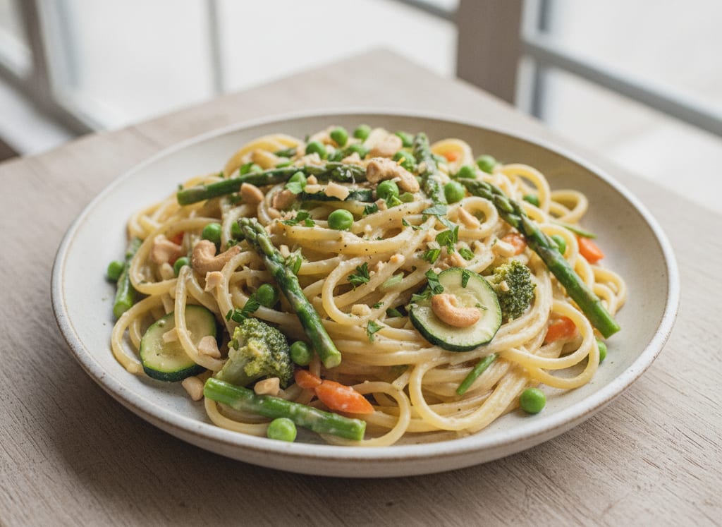 Creamy Cashew Pasta Primavera